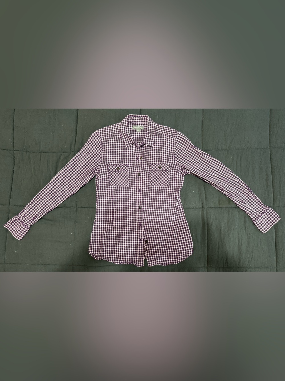 Eddie Bauer Purple Plaid Button-Down Shirt